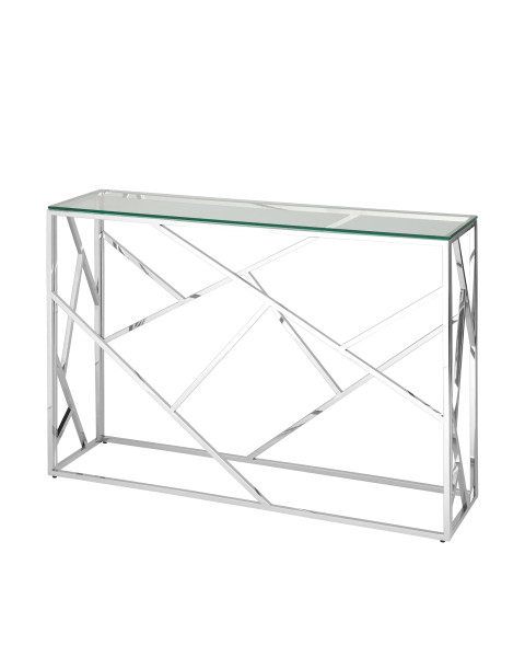 Консоль АРТ ДЕКО 115*30, прозрачное стекло, сталь серебро