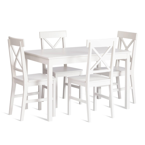 Обеденный комплект Хадсон (стол + 4 стула)/ Hudson Dining Set White (белый)