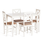 Обеденный комплект эконом «Hudson Dining Set» (стол + 4 стула) (ivory white (слоновая кость), ткань кор.-золотая)