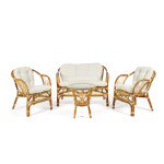 Комплект для отдыха «New Bogota Eco Skin» (стол+2 кресла+диван с подушками) (натуральный)