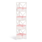 Угловая этажерка Secret De Maison ANGULAIRE 4 белый, ткань - красная клетка (Белый)