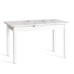 Стол ALIGERY ЛДСП/HPL/металл, 130 х 75+30 х 75 см, Мрамор светлый/белый