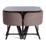 Комплект (стол, 4 стула) QUADRON (mod. PT14) Стол: МДФ/металл, стул: металл/ткань, 100х100х73 см, 69х56х71 см, Dark grey (темно-серый) LY1701-27/