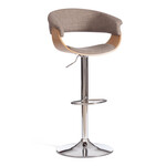 Барный стул VIMTA (mod.4021S) металл/дерево/ткань, 60х51х91,5-112,5 см, выс. сид. 61,5-82,5 см, бежевый/натур./хром, Aimcasa 5