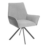 Кресло Murano/Мурано опора 360, велюр/букле (HYP)/Экокожа, светло-серый/графит