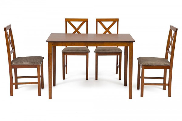 Обеденный комплект «Хадсон» (Hudson) (стол + 4 стула) (Espresso, ткань св.-коричневая)