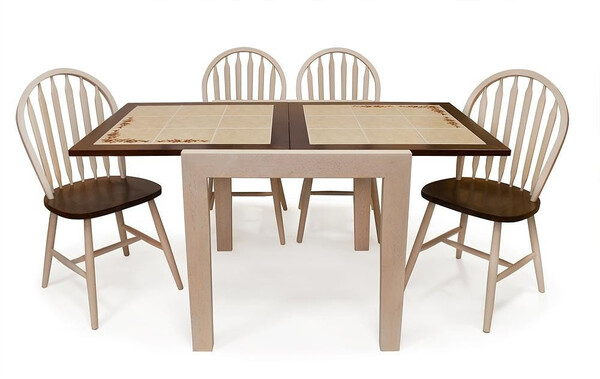 Стол обеденный с плиткой раскладной CT 3030 (Античный белый/Тёмный дуб)