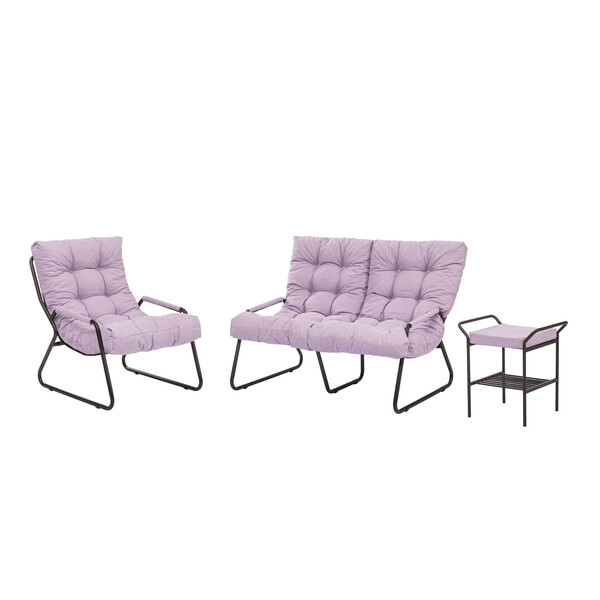 Комплект мебели Loft Ergo/Лофт Эрго (кресло 2шт, пуф-стол 1шт) рогожка, vt кэнди лавандовый