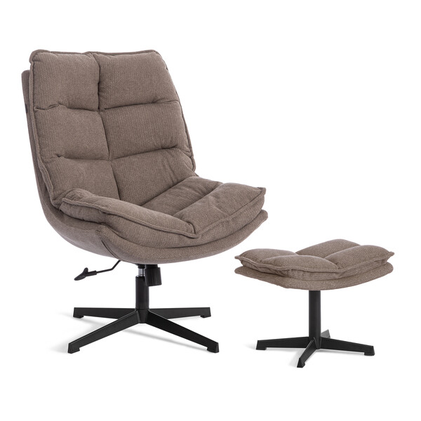 Кресло лаунж Reflex/Рефлекс с пуфом велюр/букле (HYP), бежевый