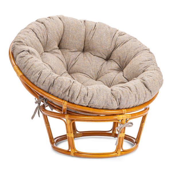 Кресло PAPASAN/ПАПАСАН 23/01 W /с подушкой/ 115х101х104см, коньячный, подушка рогожка, меланж