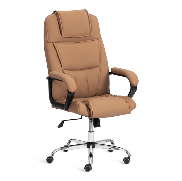 Кресло Бергамо/Bergamo хром (22) кож/зам, св.-коричневый, 13