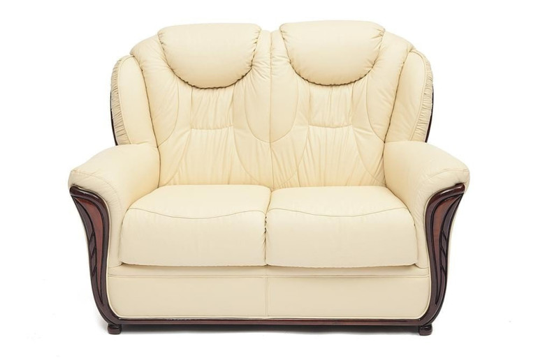 Диван 2-х местный из натуральной кожи «Маэстрал» (Maestral) (Бежевая натуральная кожа)