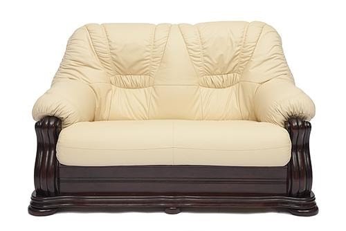 Диван 2-х местный из натуральной кожи «Гольцмаер» (Golzmayer) (Бежевая натуральная кожа)