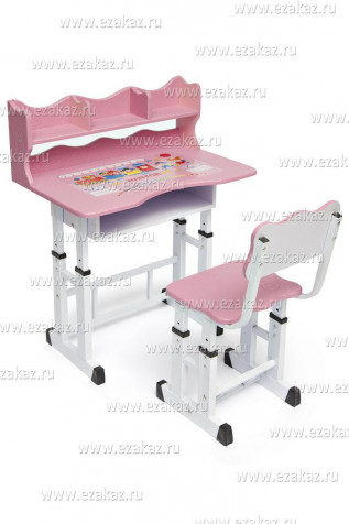 Детский комплект мебели «Растём вместе» (парта+стул) «Алфавит» (Алфавит (розовый)