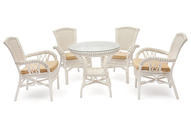 Комплект обеденный «Андреа» (Andrea) натуральный ротанг (TCH White)