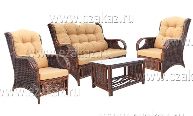 Комплект для отдыха «Ява Браун» (Java Brown) натуральный ротанг (Коричневый Java Brown)