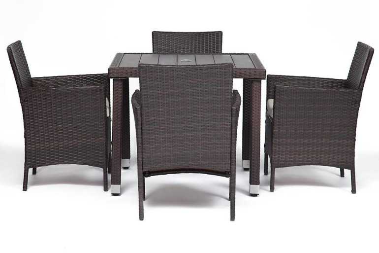 Обеденный сет (стол + 4 стула) (mod. 210036 Brown) (Коричневый)