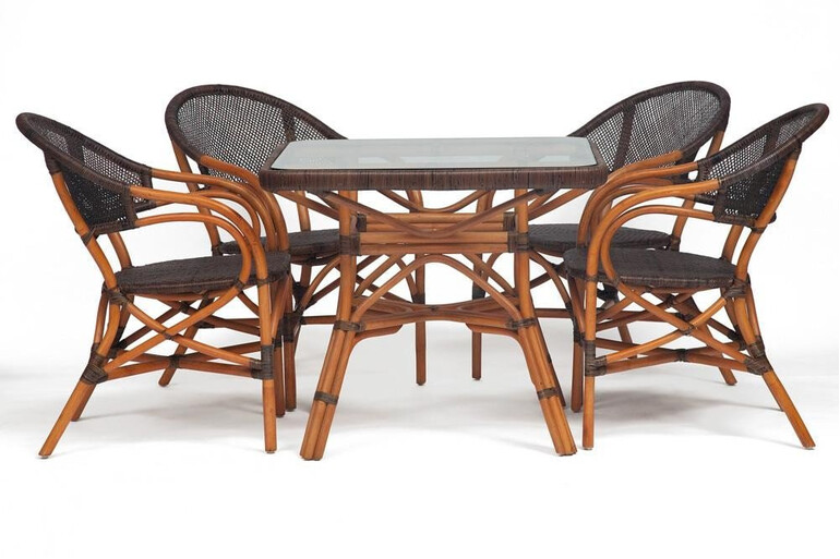 Комплект (стол+4 стула) Secret De Maison «Yama- Jiali» натуральный ротанг (Cognac (коньяк)