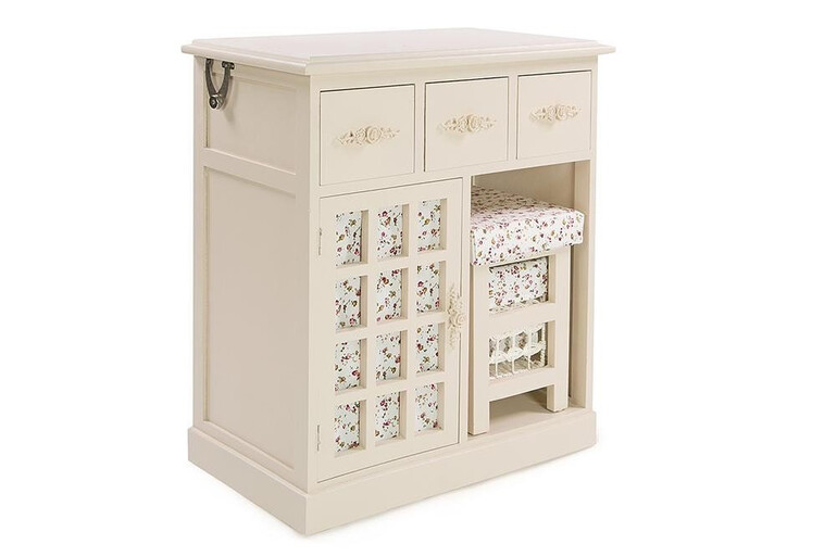 Комод 4311 с зеркалом и табуретом (Белый)