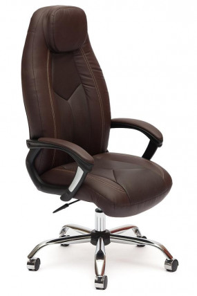 Кресло «Босс» (Boss) (Искусственная коричневая кожа + искусственная коричневая перфорированная кожа)