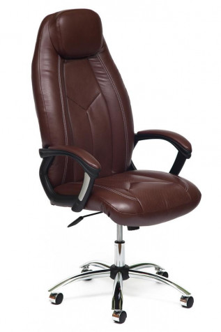 Кресло «Босс» (Boss) (Искусственная коричневая кожа 2 TONE + искусственная коричневая перфорированная кожа 2 TONE)
