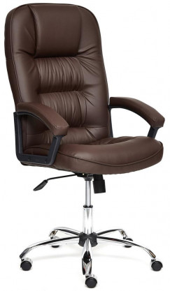 Кресло офисное TetChair CH 9944 хром (Искусств. коричневая кожа)