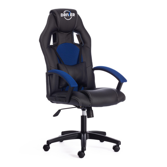 Кресло компьютерное «Driver» (Искусственная черная кожа + синяя сетка)