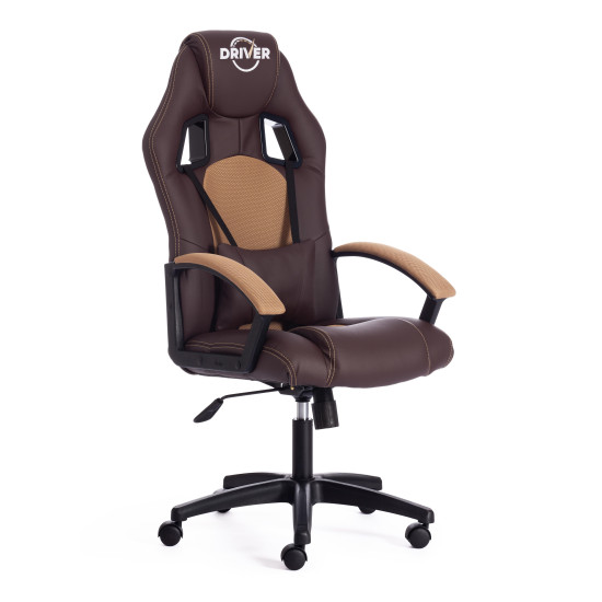 Кресло компьютерное «Driver» (Искусственная коричневая кожа + бронзовая сетка)