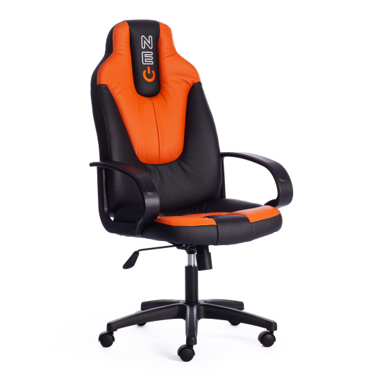Кресло компьютерное «Neo 1» (Искусственная черная кожа + искусственная оранж. кожа)