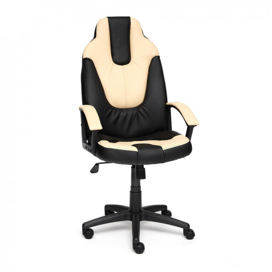 Кресло компьютерное «Нео 2» (Neo 2) (Искусственная чёрная + бежевая кожа)