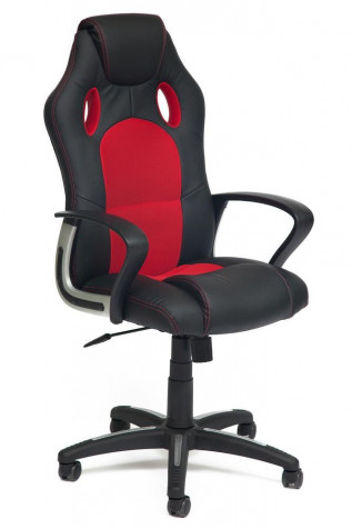 Кресло компьютерное «Рейсер» (Racer) (Искусственная черная кожа + красная сетка)