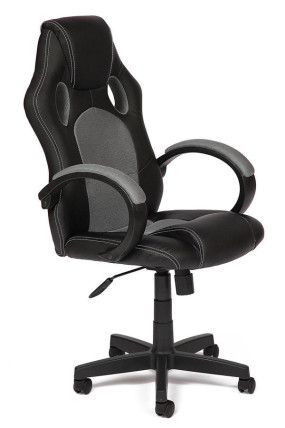 Кресло компьютерное «Рейсер GТ» (Racer GT) (Искусственная черная кожа + серая сетка)