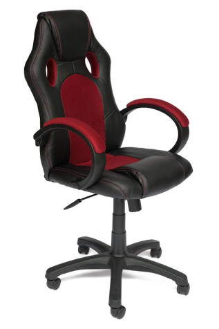 Кресло компьютерное «Рейсер GТ» (Racer GT) (Искусственная черная кожа + бордовая сетка)
