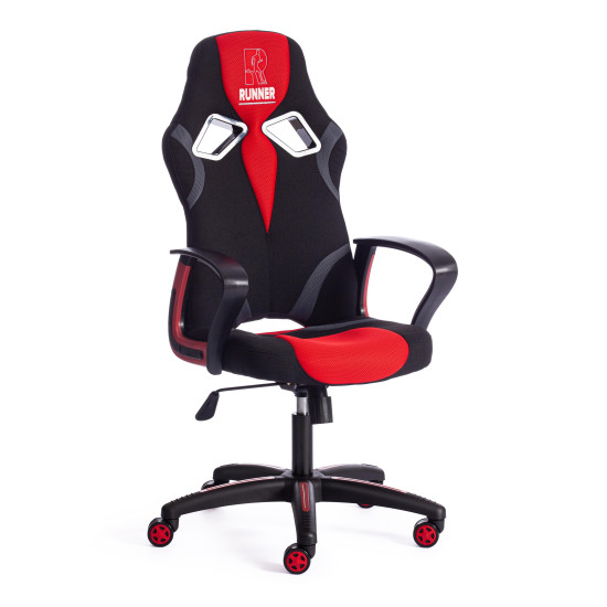Кресло компьютерное «Runner» (Чёрная + красная ткань)