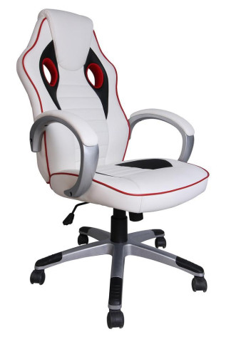 Кресло компьютерное «Бьянко» (BIANCO) (Бело-красная искусственная кожа)