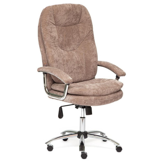 Кресло «Softy Lux chrome smoky brown» (Софти Люкс хром) (Коричневая ткань «Smoky brown»)