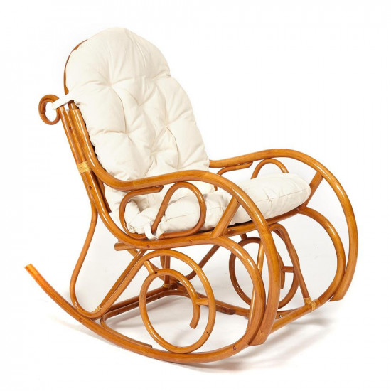 Кресло-качалка из натурального ротанга «Milano» + подушка (Cognac (коньяк))