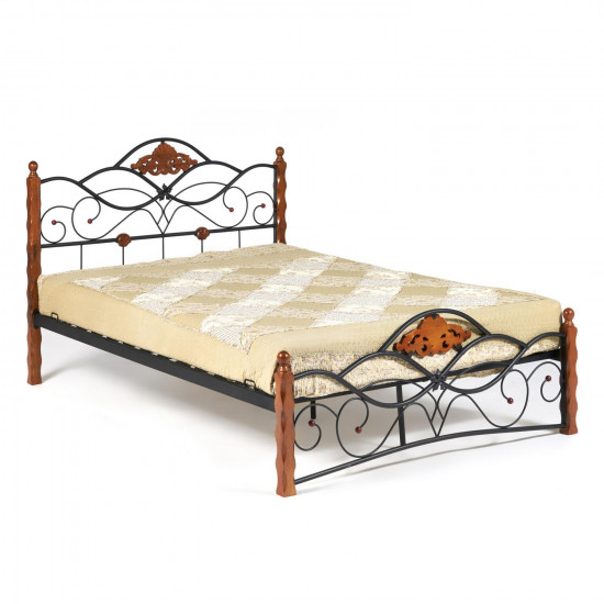 Кровать «Canzona» + основание из деревянных ламелей (120 см x 200 см), красный дуб/черный