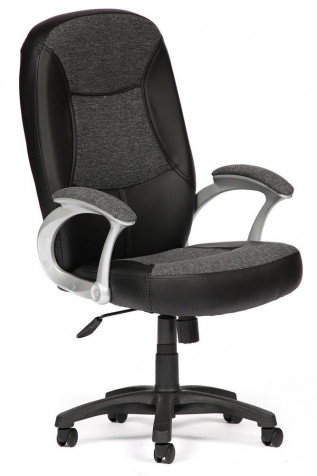 Кресло «Компакт СТ» (Compact ST) (Искусственная чёрная кожа + серая ткань Компакт)