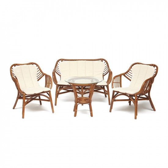 Комплект для отдыха Sonoma (стол круглый +2 кресла+диван) (coco brown (коричневый кокос))