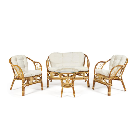 Комплект для отдыха «New Bogota Eco Skin» (стол+2 кресла+диван с подушками) (натуральный)