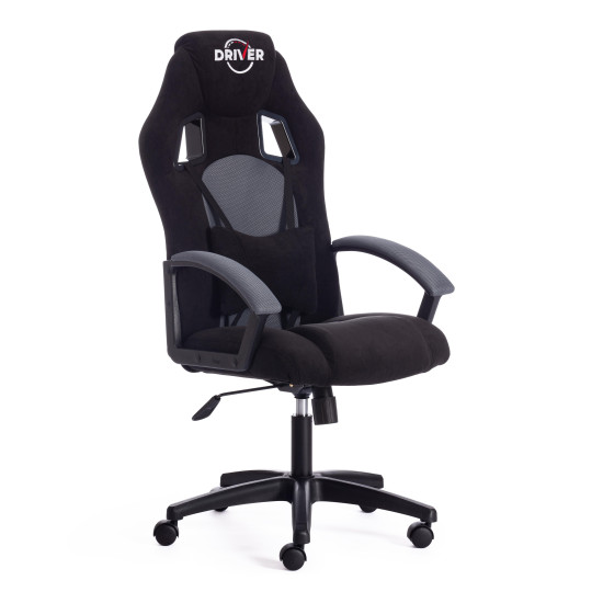 Кресло компьютерное «Driver» (флок/ткань, черный/серый, 35/TW-12)