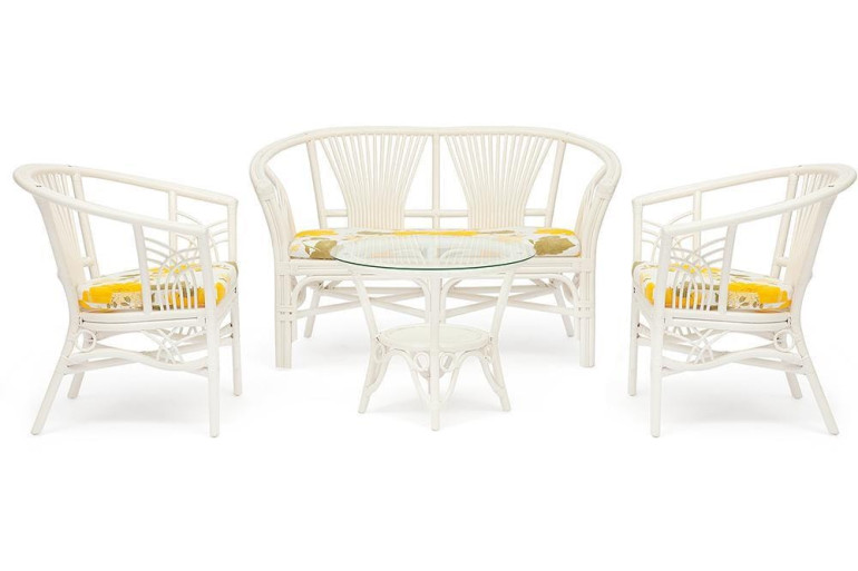 Комплект для отдыха «Атланта» (Atlanta) нат. ротанг (Белый)