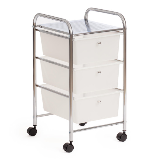 Столик c 3 ящиками для хранения NY-3296-3 (хром/белый)