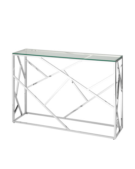 Консоль АРТ ДЕКО 115*30, прозрачное стекло, сталь серебро