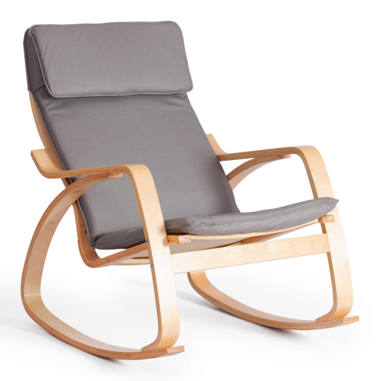Кресло-качалка mod. AX3005 (натуральный #1/ ткань светло-серая 2)