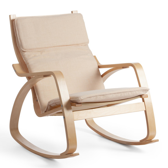 Кресло-качалка mod. AX3005 (натуральный #1/ ткань бежевая 1501-4)