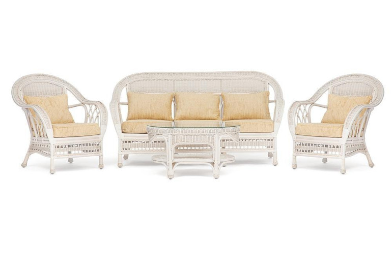 Комплект для отдыха «Мишель» (Michelle TCH White) натуральный ротанг (белый)