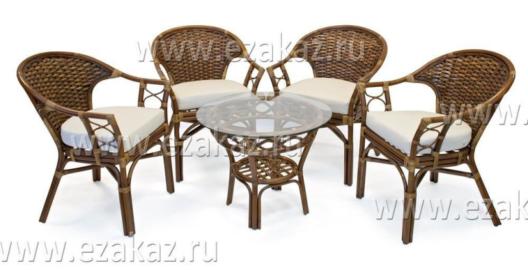 Комплект для отдыха «Монтана» (Montana) натуральный ротанг (Античный орех)