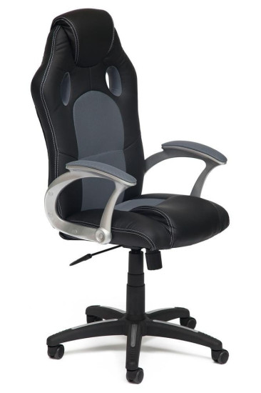 Кресло компьютерное «Рейсер» (Racer) (Искусственная черная кожа + серая сетка)